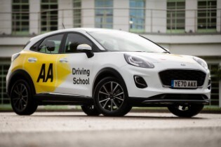 Ford Puma in AA Driving School livery.