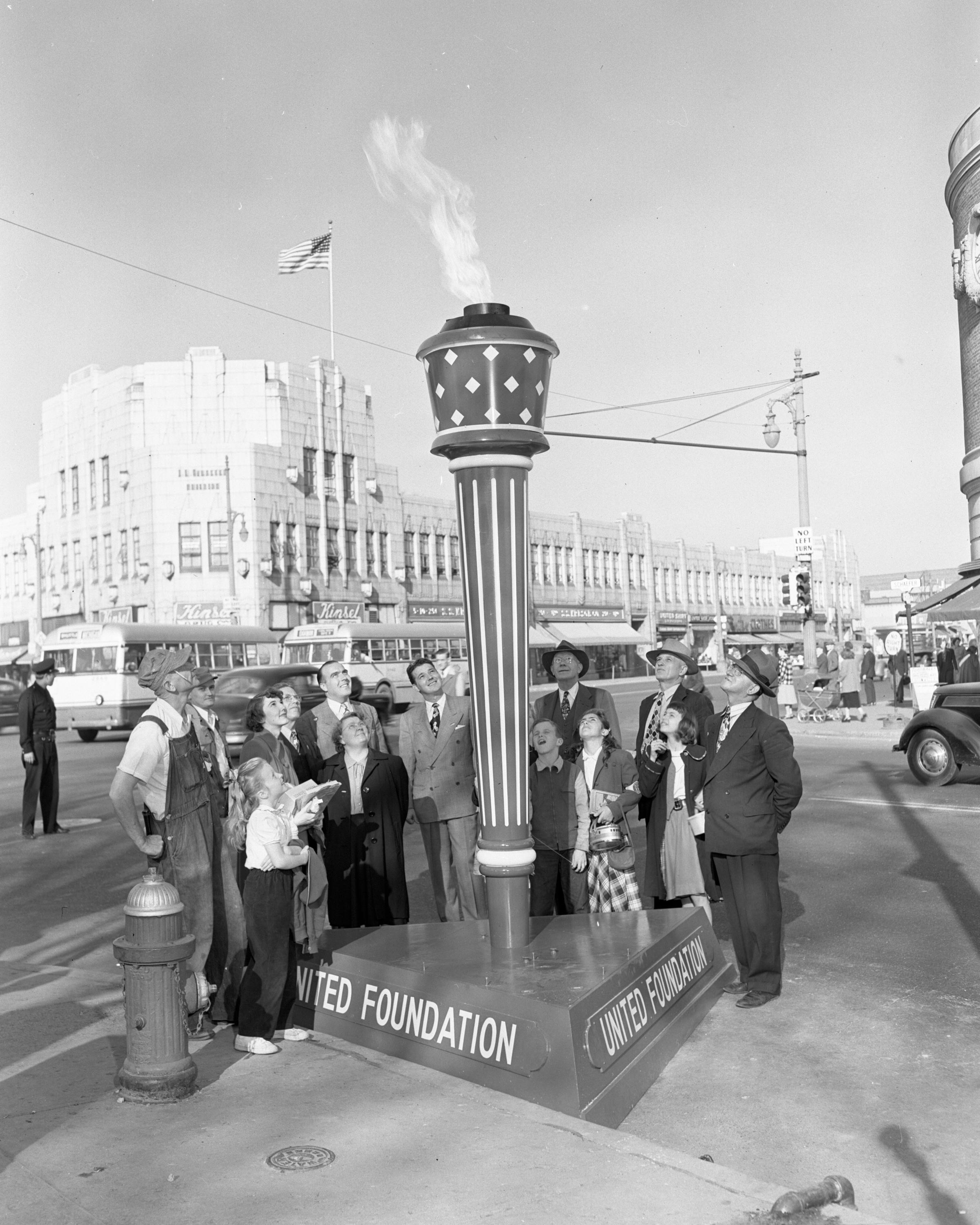 Henry Ford II speaking at United Fund Torch Lighting ceremony in 1951