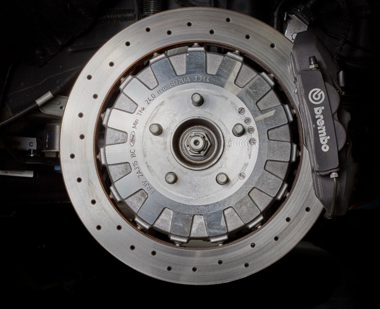Shelby GT350 brake rotor and caliper