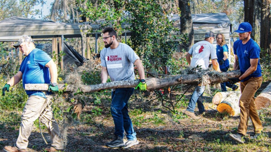 Ford and Team Rubicon volunteers at a hurricane cleanup deployment in Florida